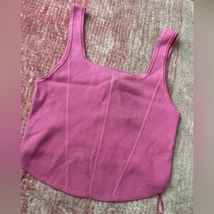 Pink corset style sweater crop top